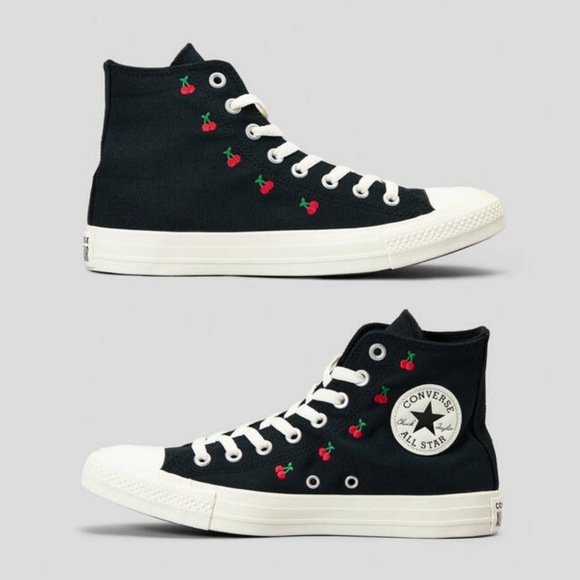 New! Converse Chuck Taylor All Star High Top Sneakers with Cherry Embroidery - Picture 3 of 16